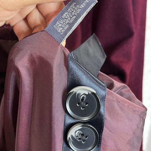 St. John's Bay Women's Burgundy Button Up Peacoat - Picture 6 of 8